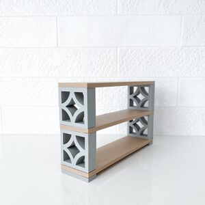 Miniature Barbie Integrity Doll Bookshelf - Mid-Century Modern Breeze Blocks 1:6